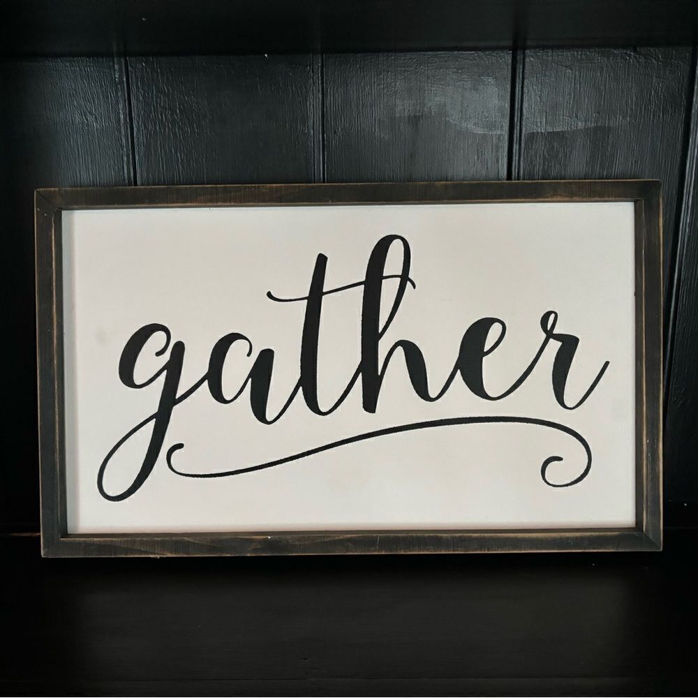 Large GATHER  Rustic Wooden Sign